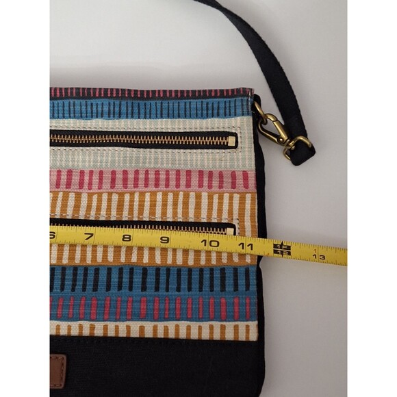 Fossil Passport Crossbody Purse Handbag Canvas Striped Multicolor Y2K Bohemian - Picture 12 of 13